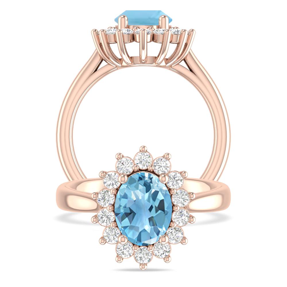 Rose Gold - Blue Topaz