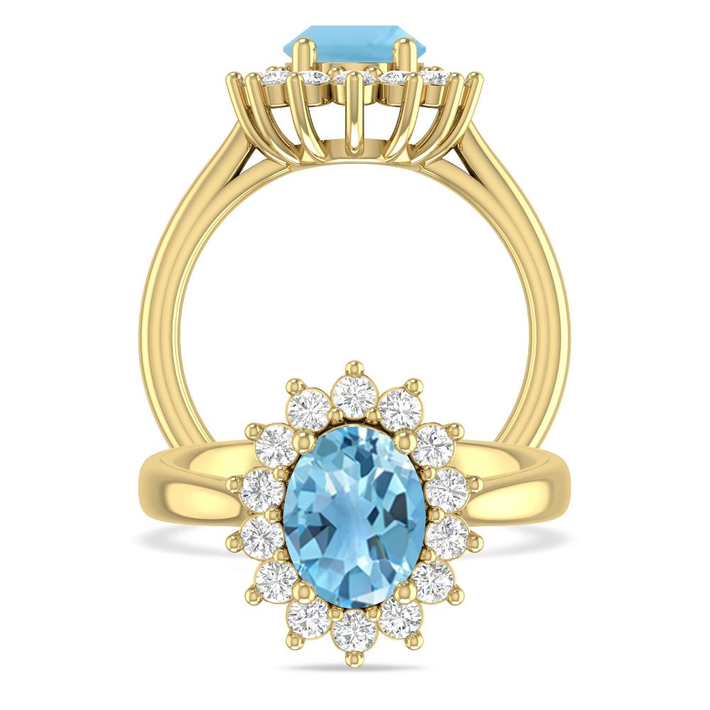 Yellow Gold - Blue Topaz
