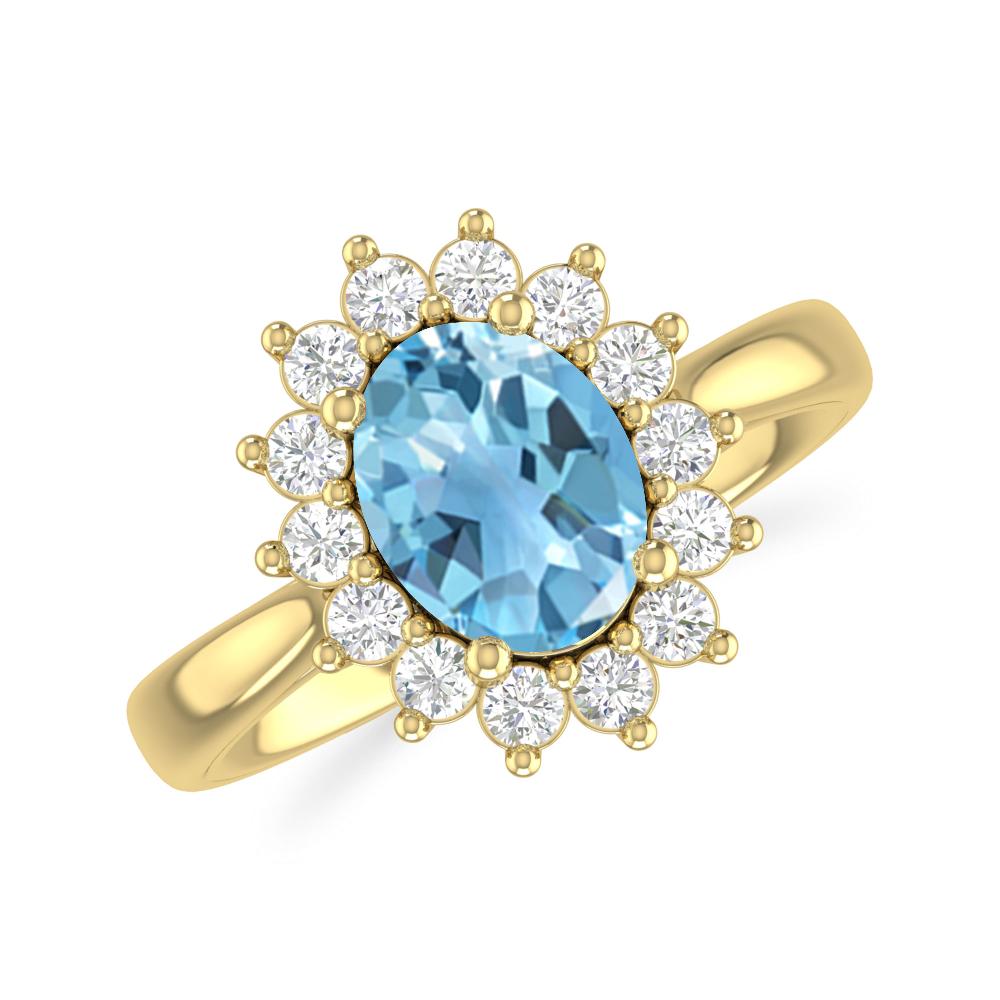 Yellow Gold - Blue Topaz