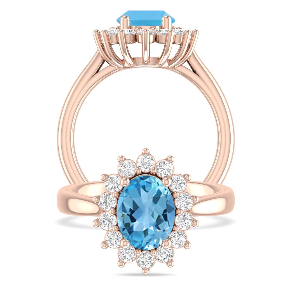 Rose Gold - Blue Topaz