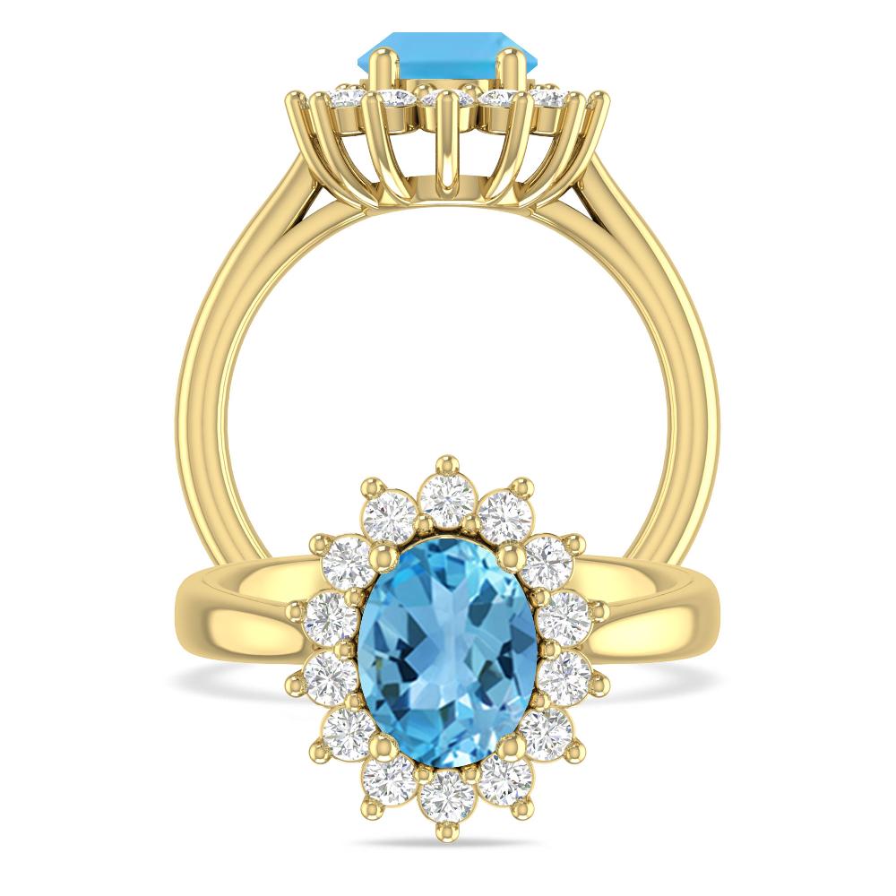 Yellow Gold - Blue Topaz