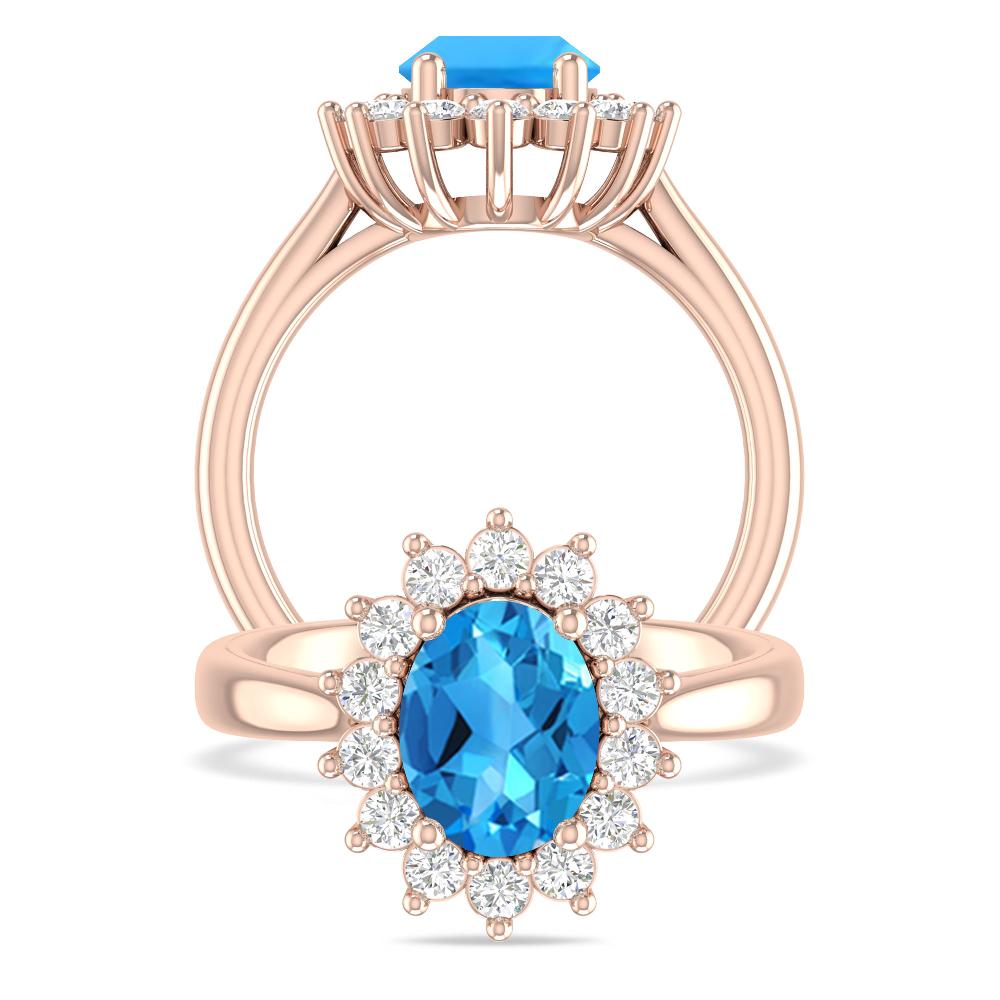 Rose Gold - Blue Topaz