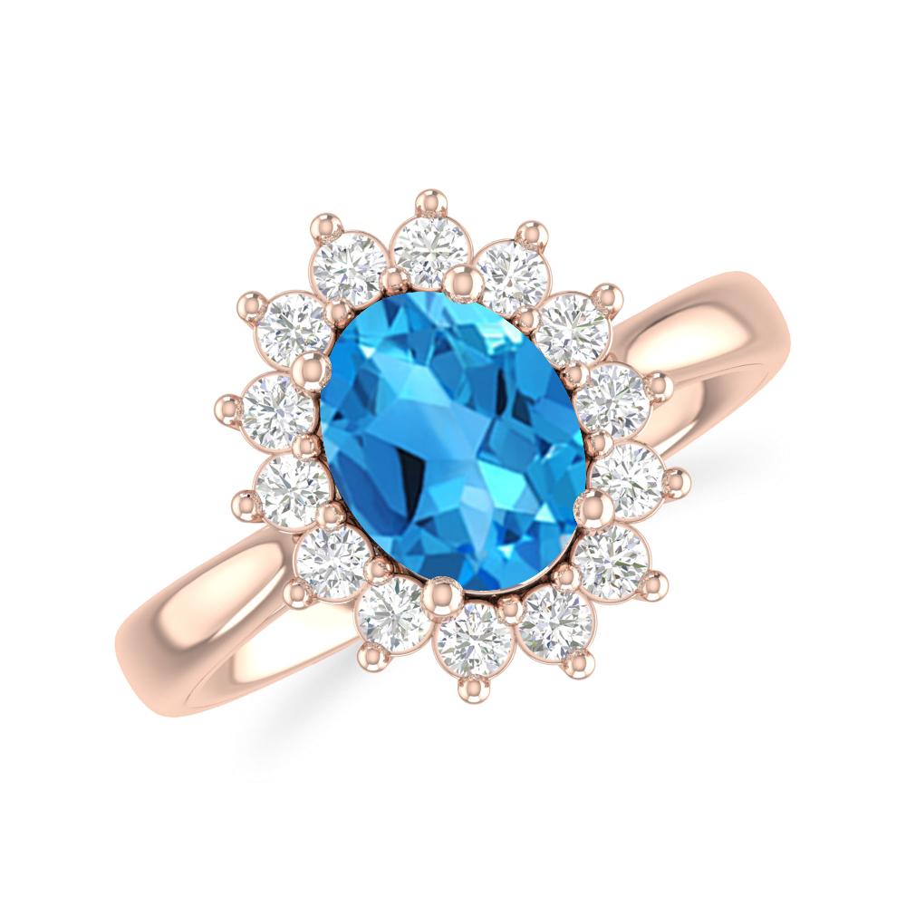 Rose Gold - Blue Topaz
