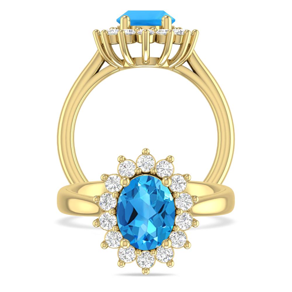 Yellow Gold - Blue Topaz