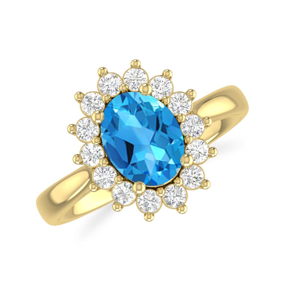 Yellow Gold - Blue Topaz