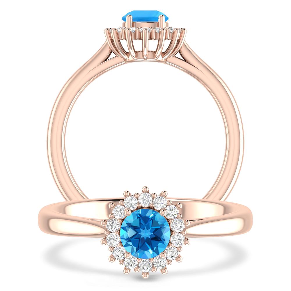 Rose Gold - Blue Topaz
