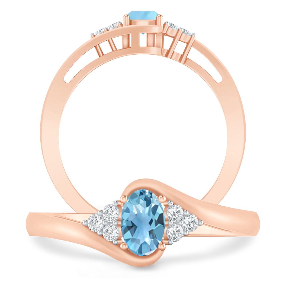 Rose Gold - Blue Topaz
