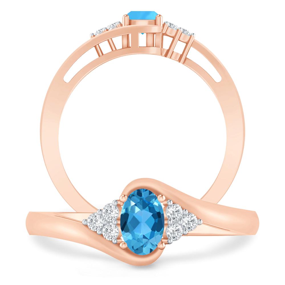 Rose Gold - Blue Topaz