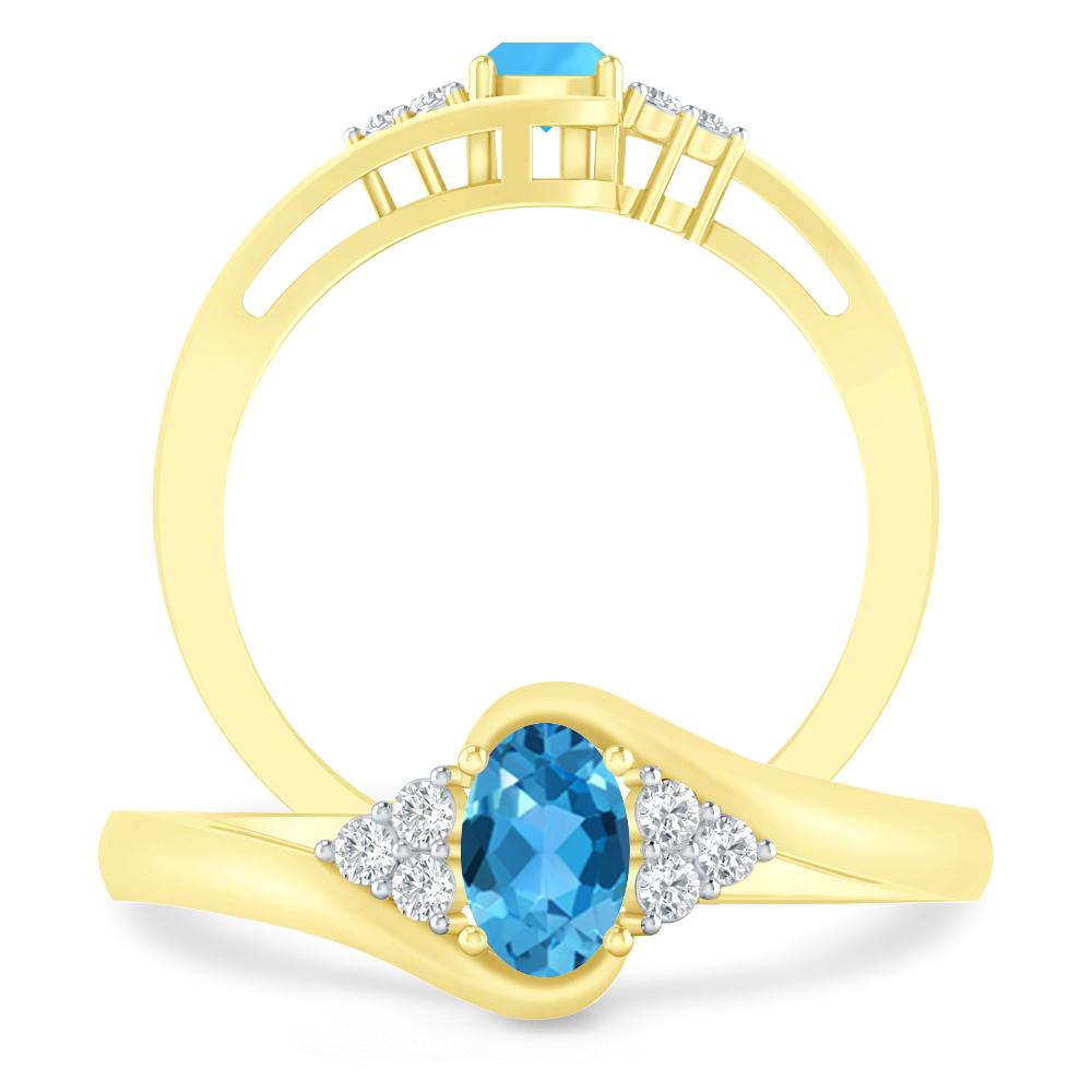 Yellow Gold - Blue Topaz