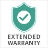 a green shield with a check mark with text: 'EXTENDED WARRANTY'
