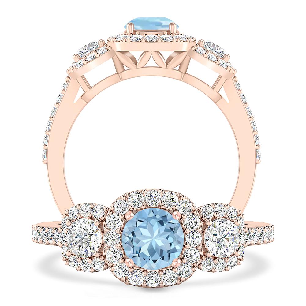 Rose Gold - Aquamarine