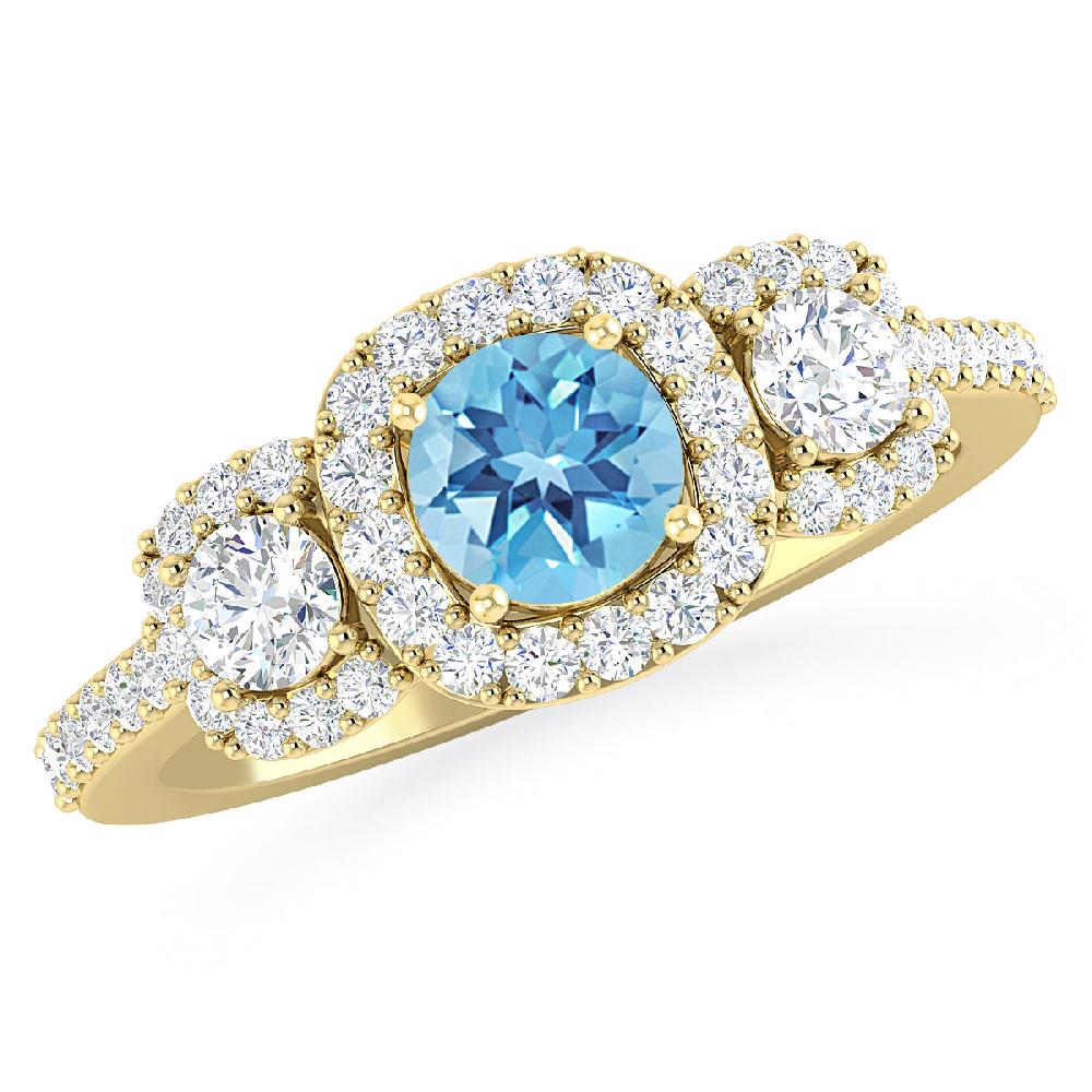 Yellow Gold - Blue Topaz