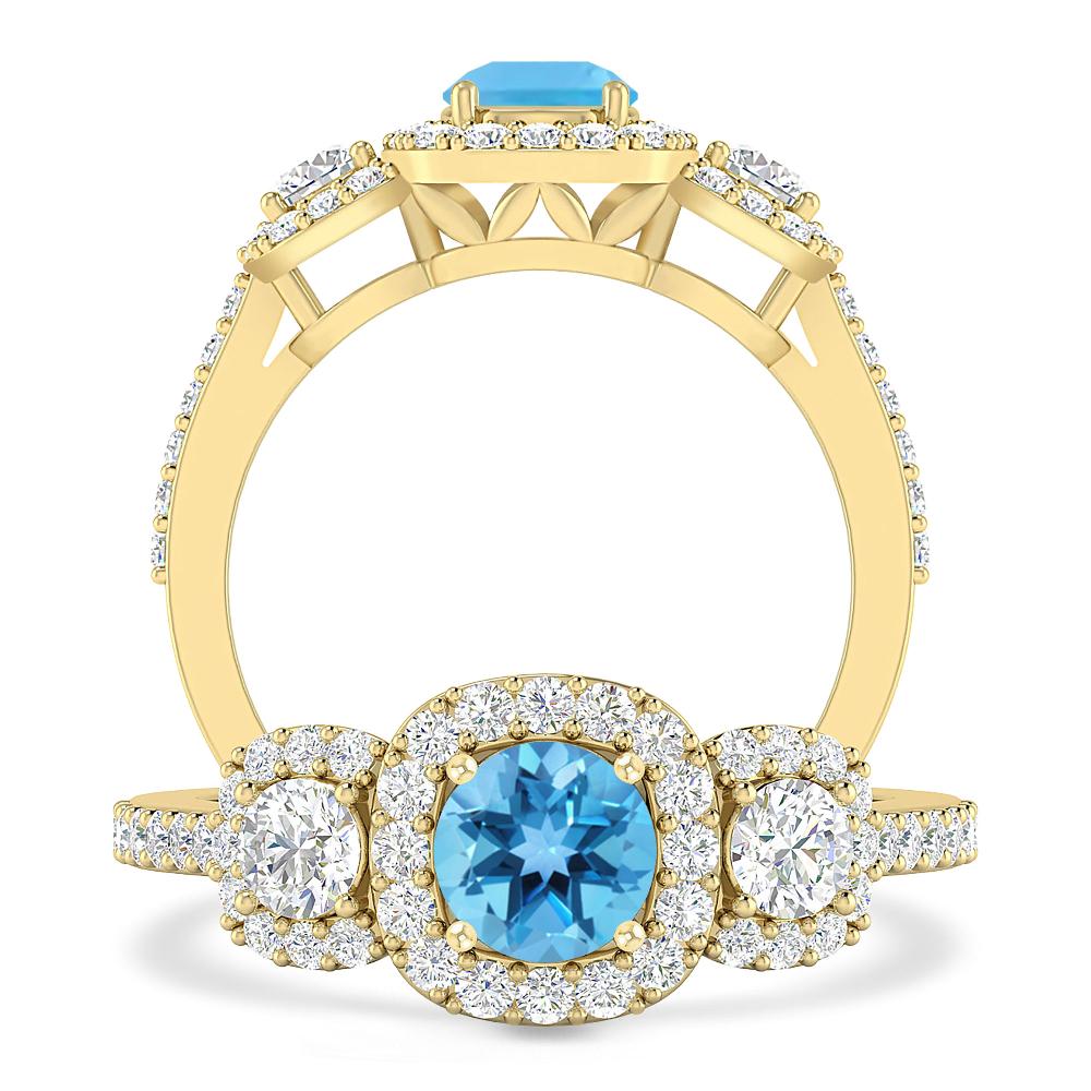 Yellow Gold - Blue Topaz