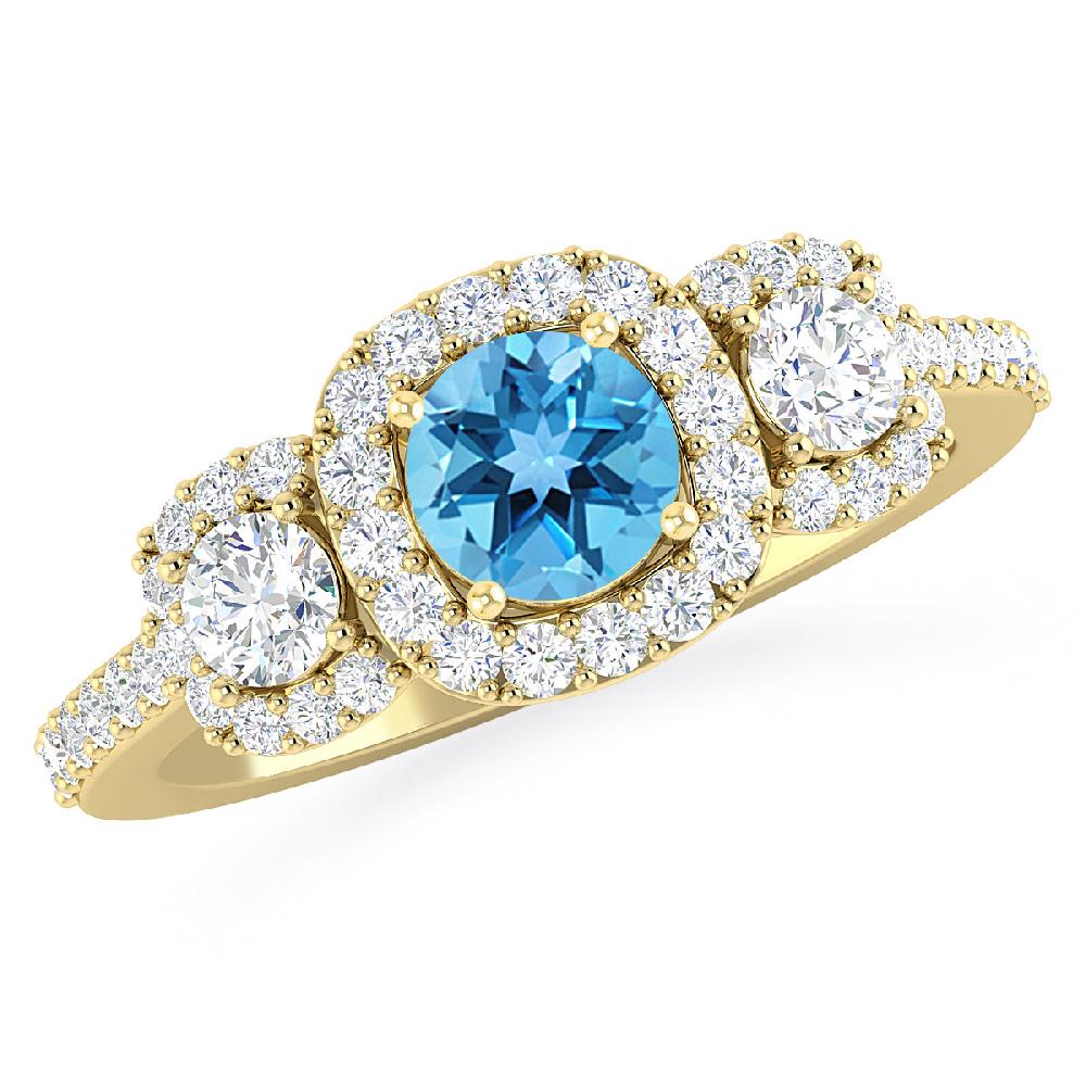 Yellow Gold - Blue Topaz