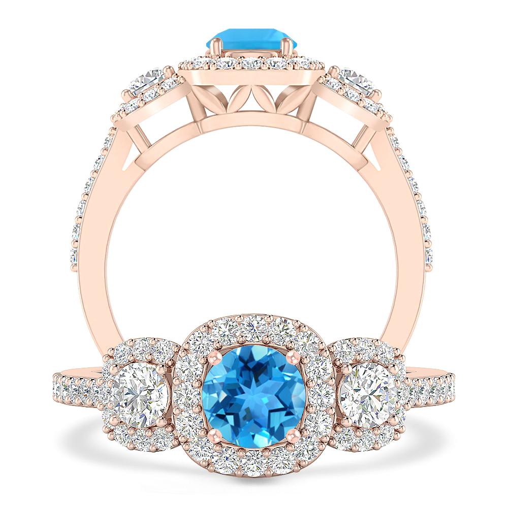 Rose Gold - Blue Topaz