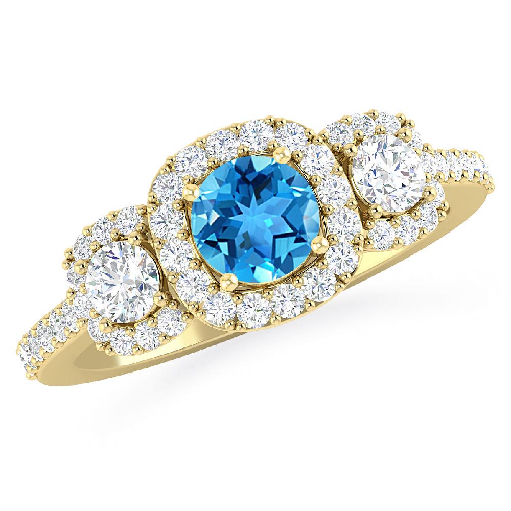 Yellow Gold - Blue Topaz