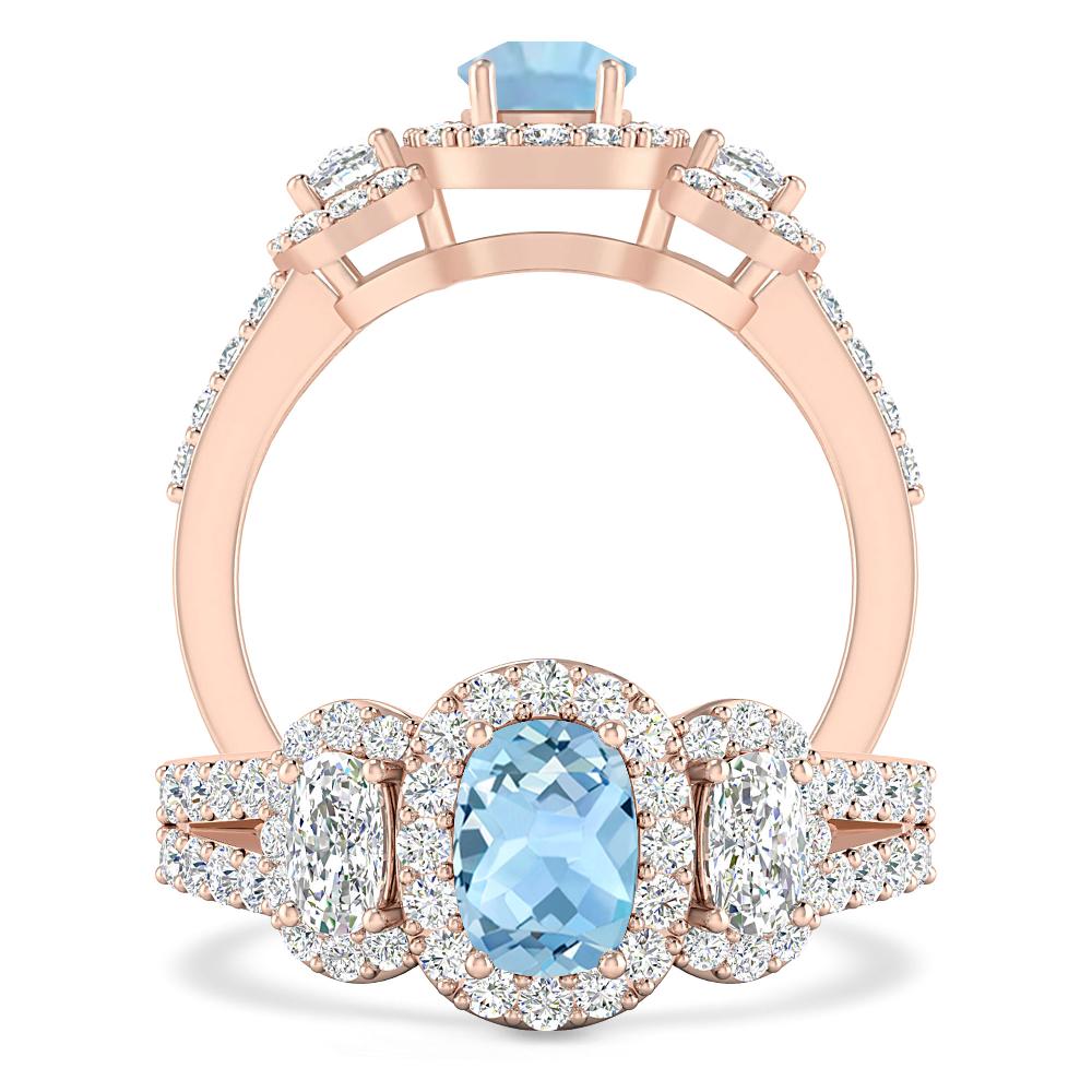 Rose Gold - Aquamarine