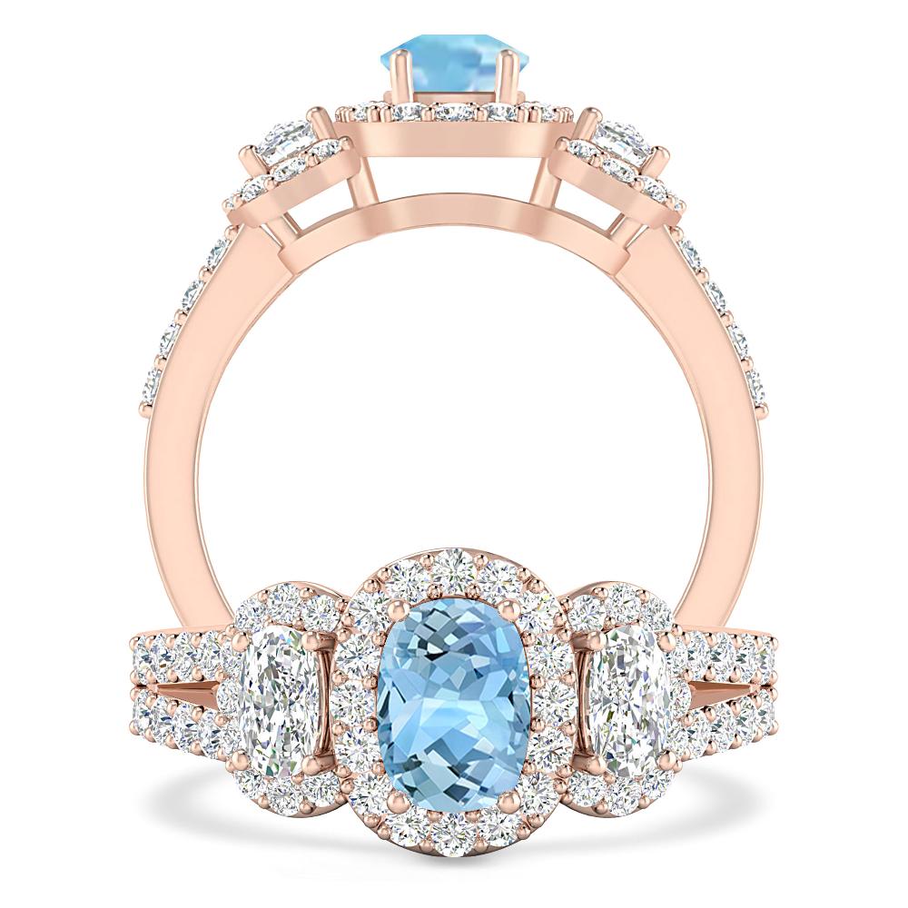 Rose Gold - Aquamarine