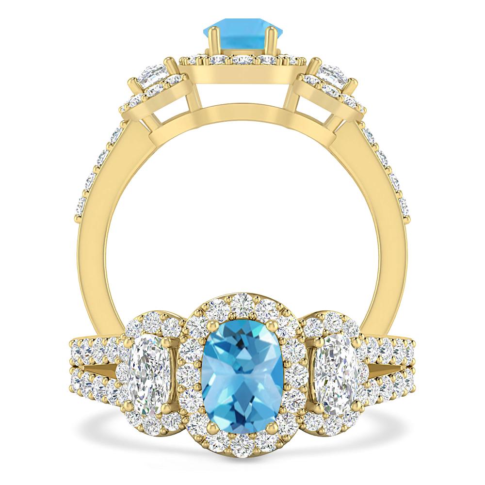 Yellow Gold - Blue Topaz