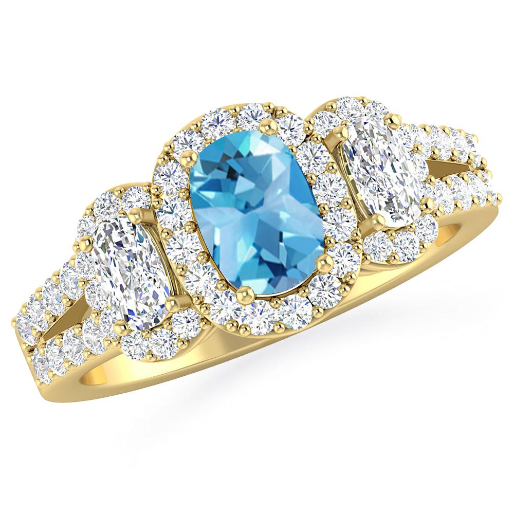 Yellow Gold - Blue Topaz