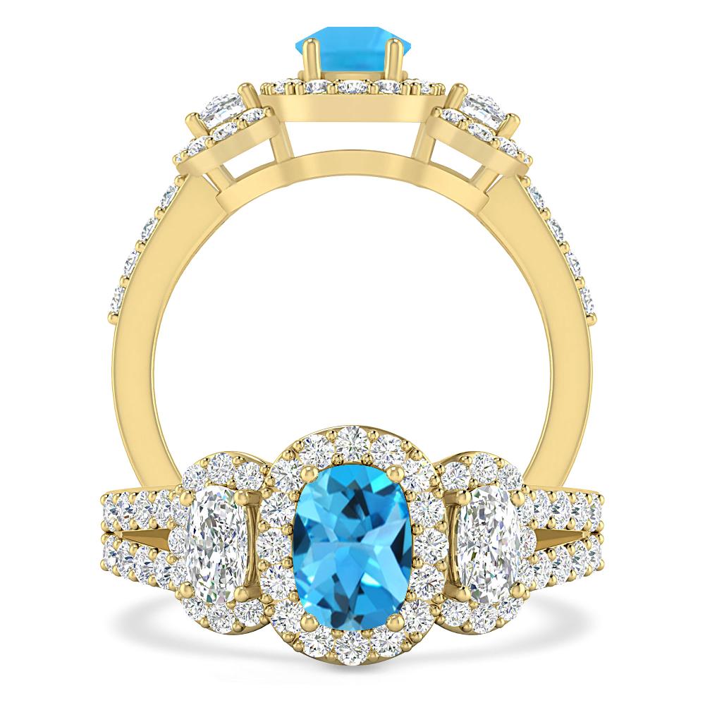 Yellow Gold - Blue Topaz