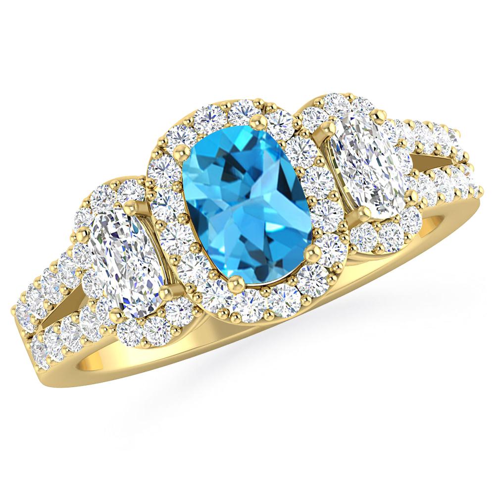 Yellow Gold - Blue Topaz