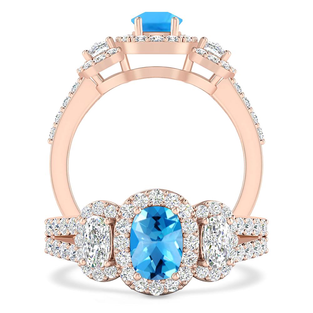 Rose Gold - Blue Topaz