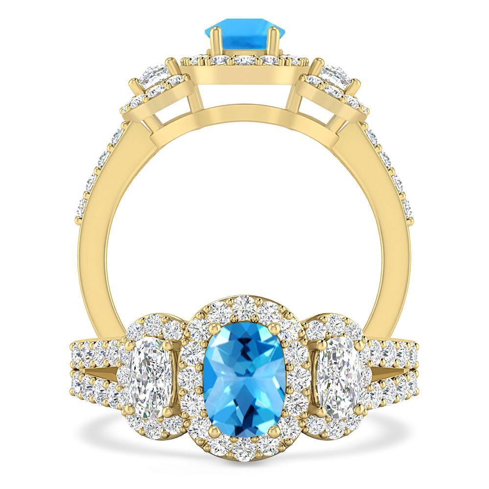 Yellow Gold - Blue Topaz