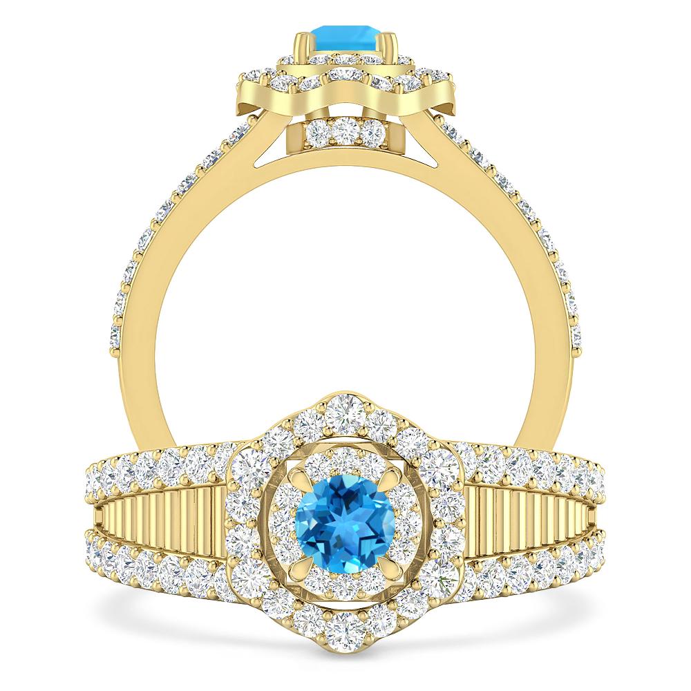 Yellow Gold - Blue Topaz