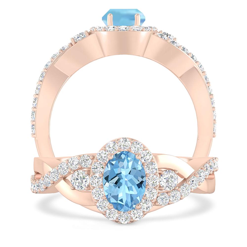 Rose Gold - Aquamarine