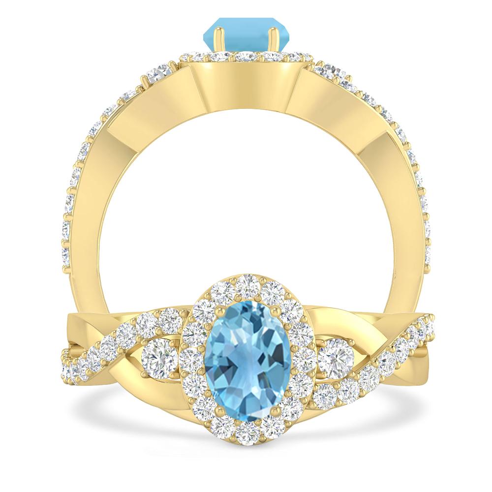 Yellow Gold - Blue Topaz