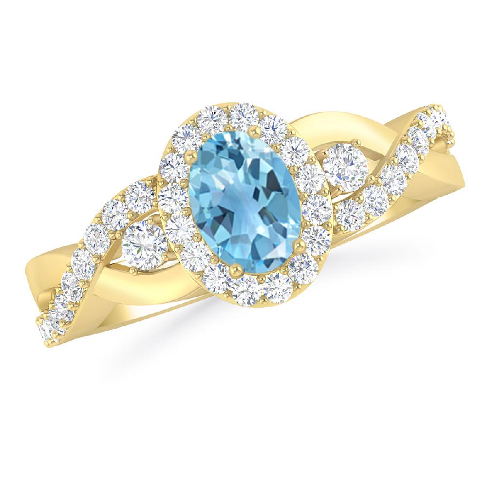 Yellow Gold - Blue Topaz