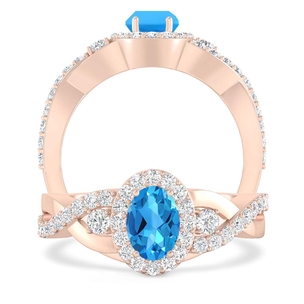 Rose Gold - Blue Topaz