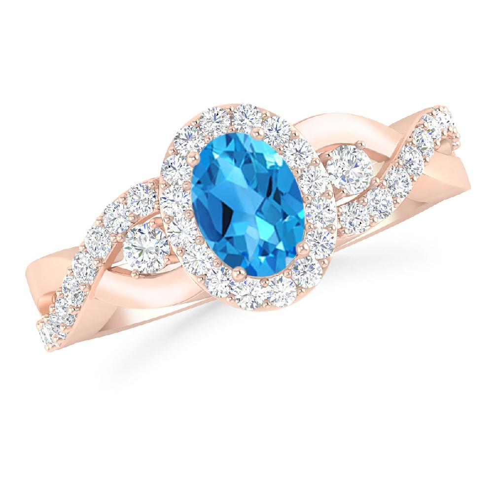 Rose Gold - Blue Topaz