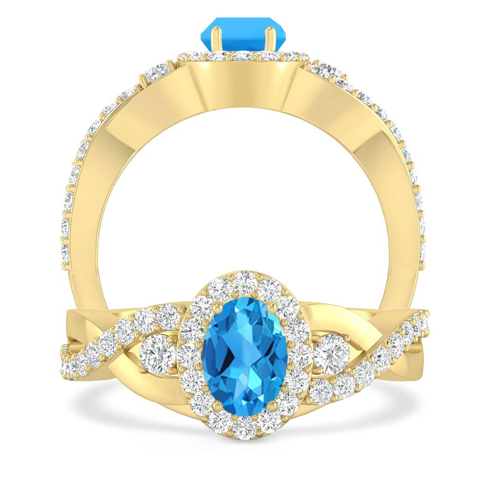 Yellow Gold - Blue Topaz