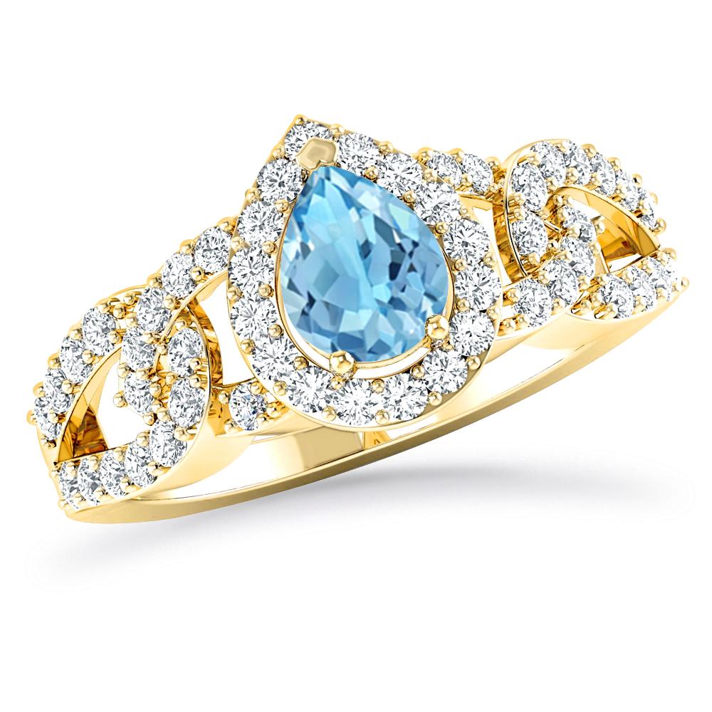 Yellow Gold - Blue Topaz