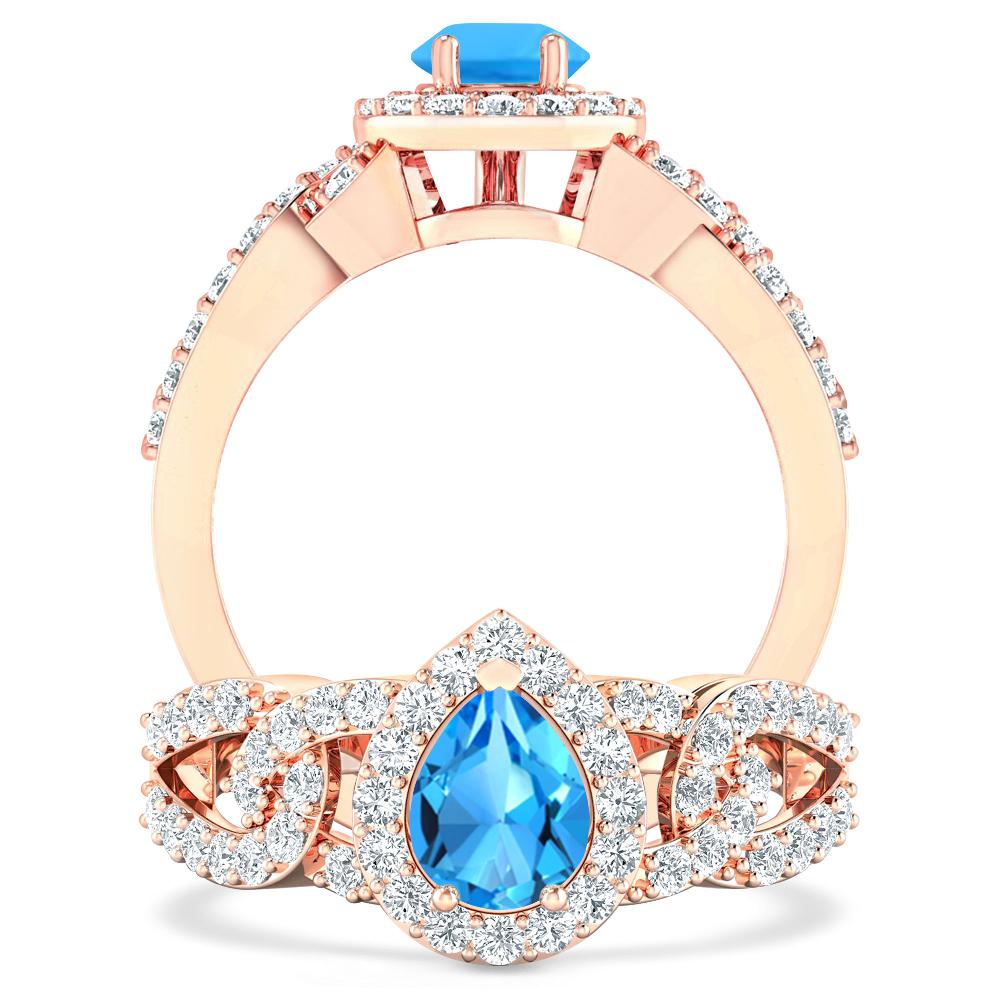 Rose Gold - Blue Topaz