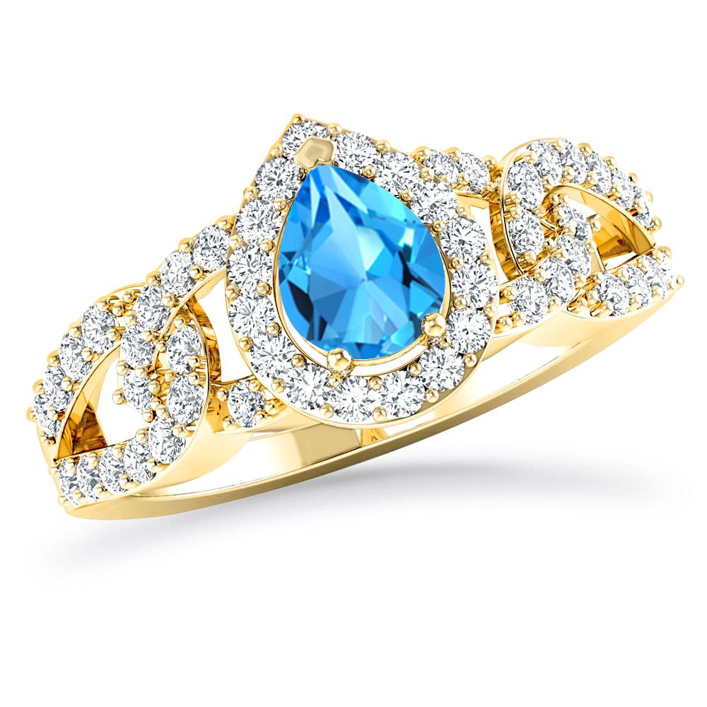 Yellow Gold - Blue Topaz