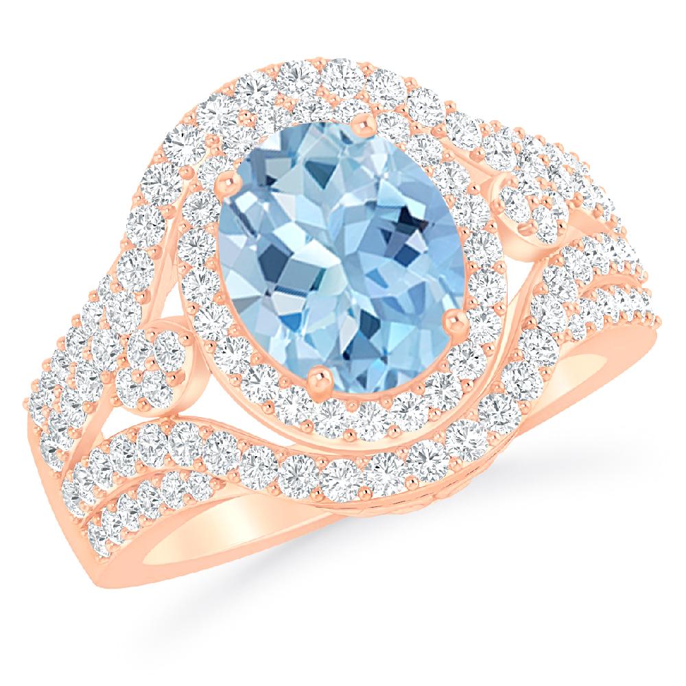 Rose Gold - Aquamarine