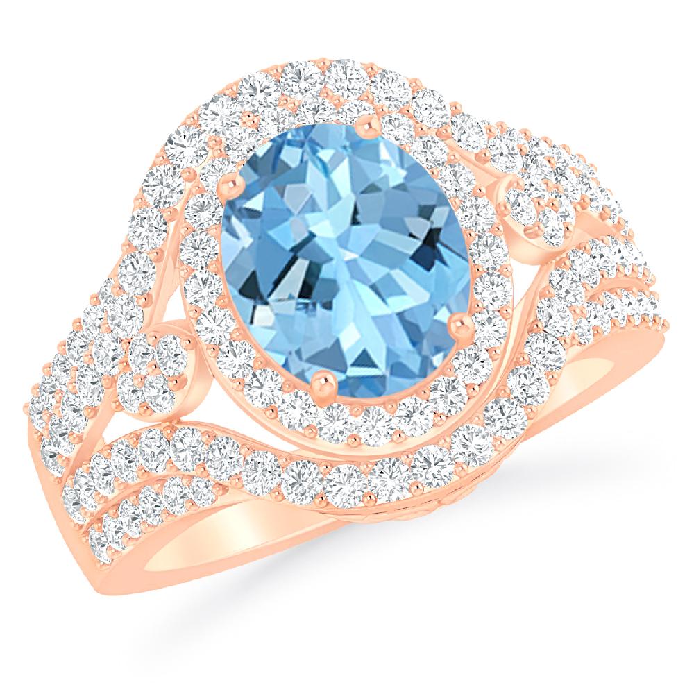 Rose Gold - Aquamarine