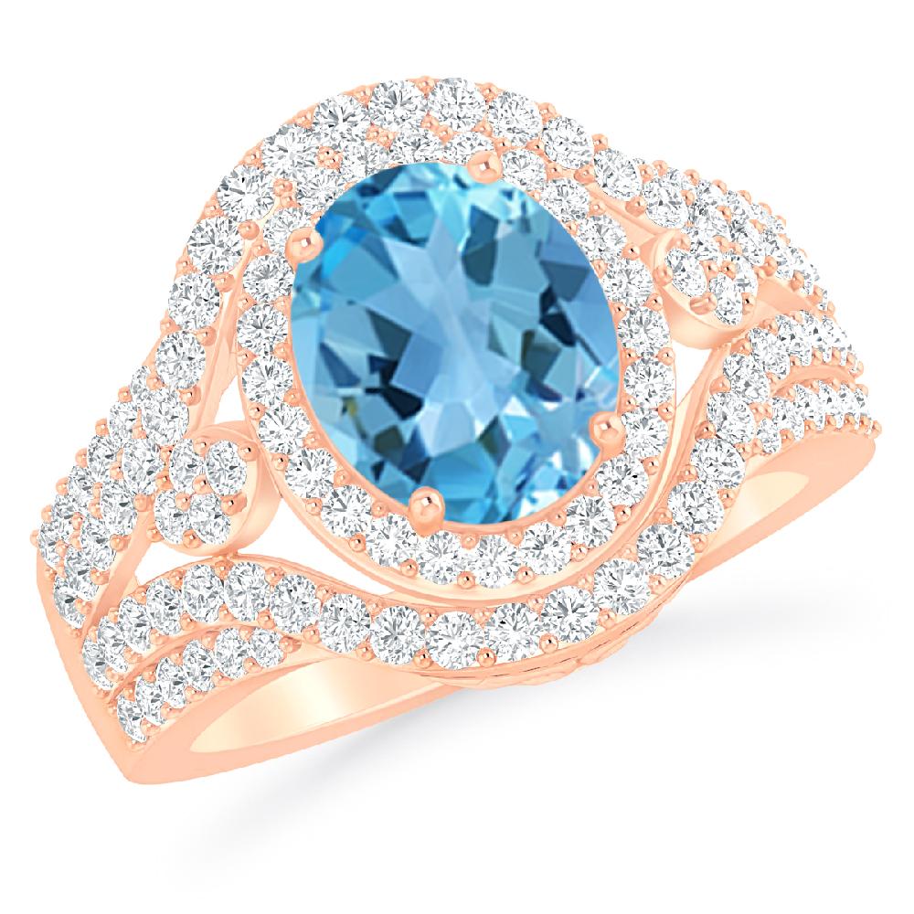 Rose Gold - Blue Topaz