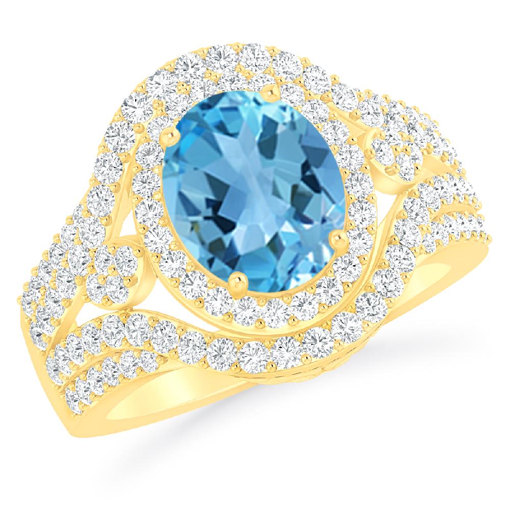 Yellow Gold - Blue Topaz