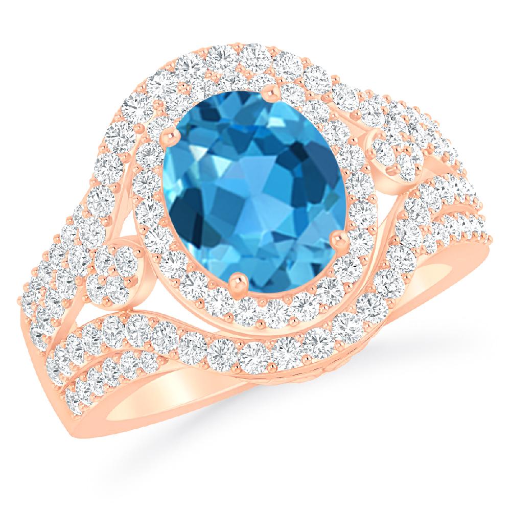 Rose Gold - Blue Topaz