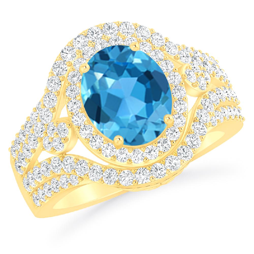 Yellow Gold - Blue Topaz