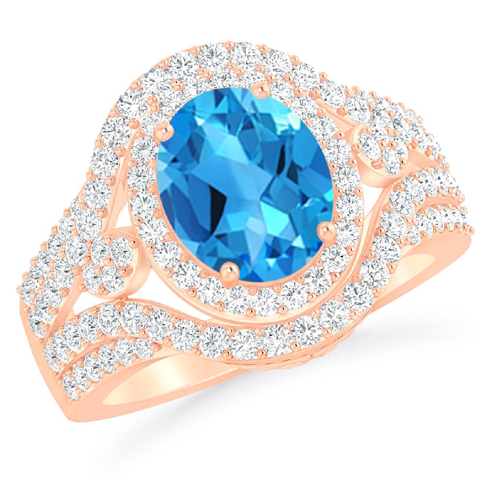 Rose Gold - Blue Topaz