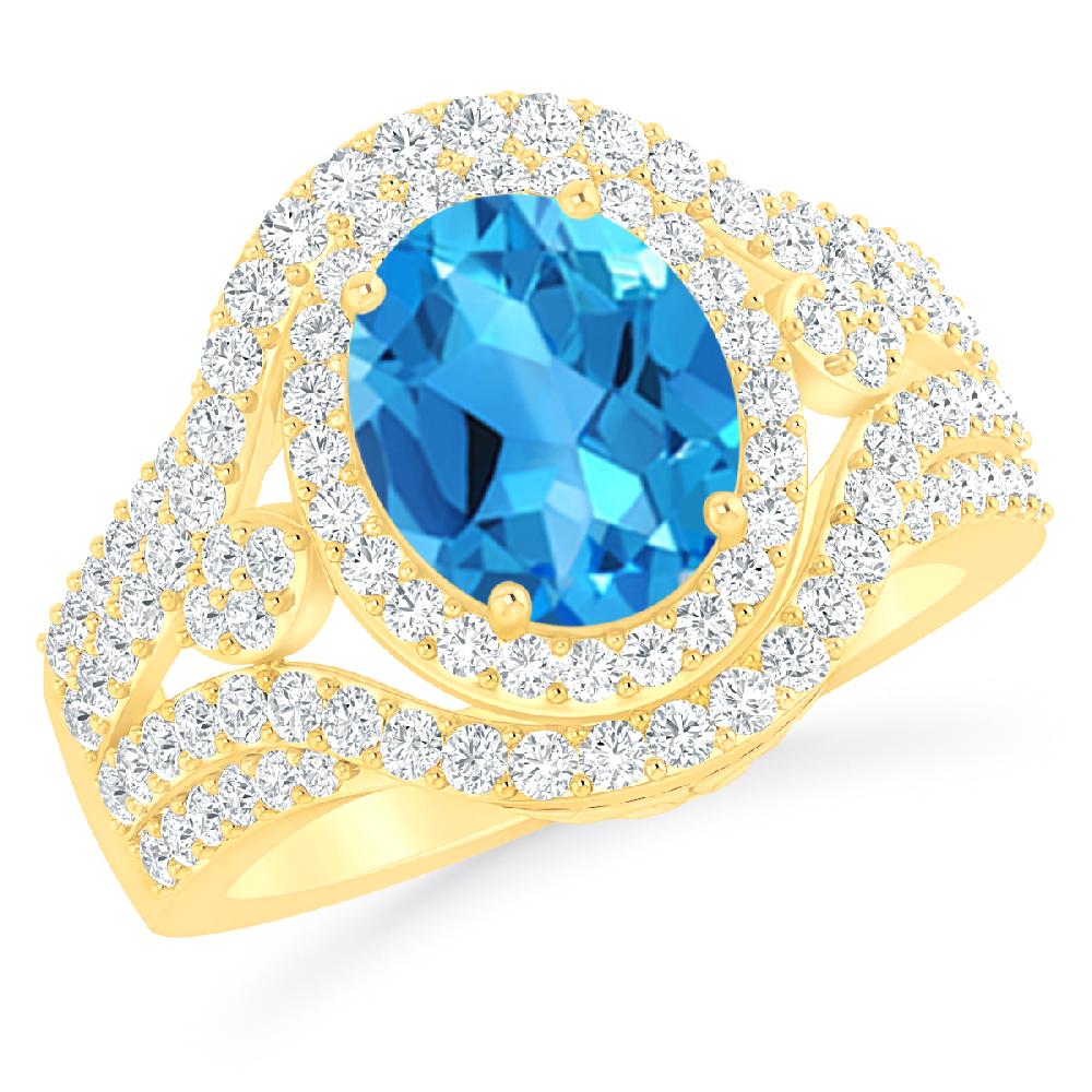 Yellow Gold - Blue Topaz