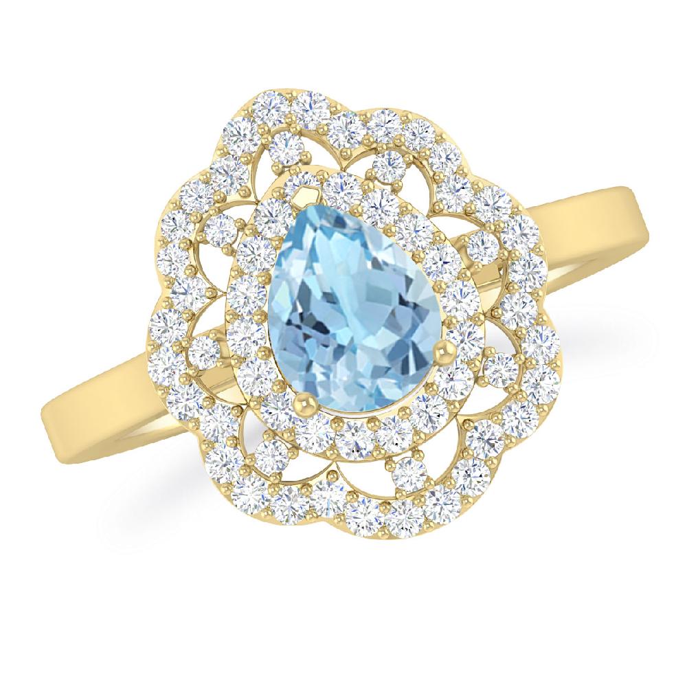 Yellow Gold - Aquamarine