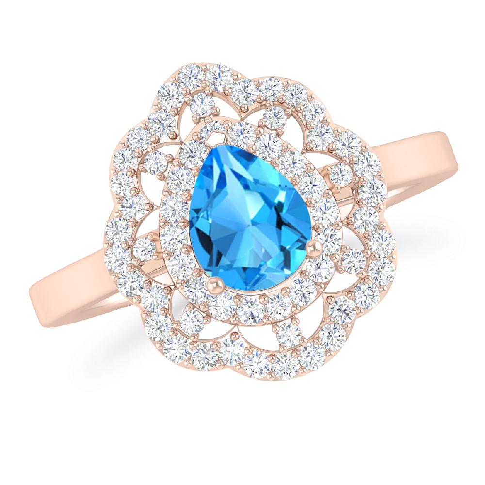 Rose Gold - Blue Topaz