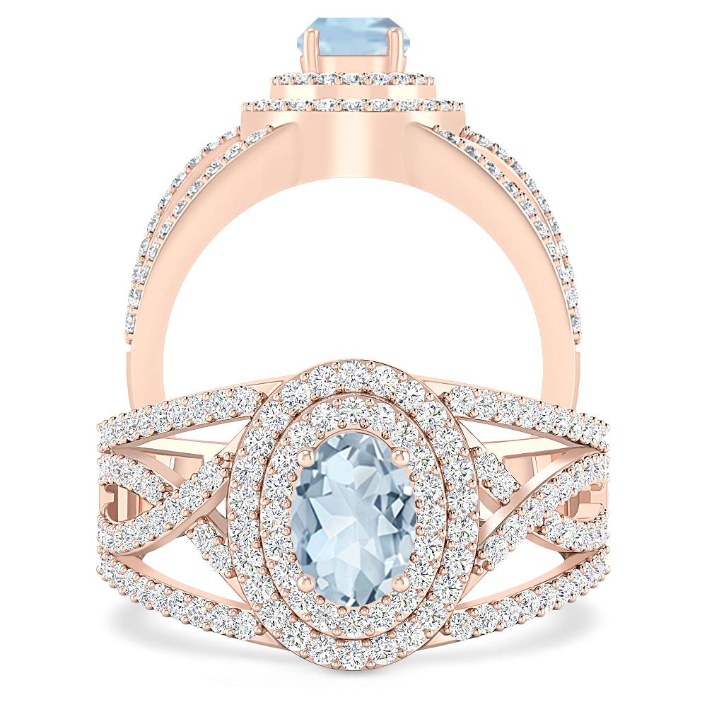 Rose Gold - Aquamarine