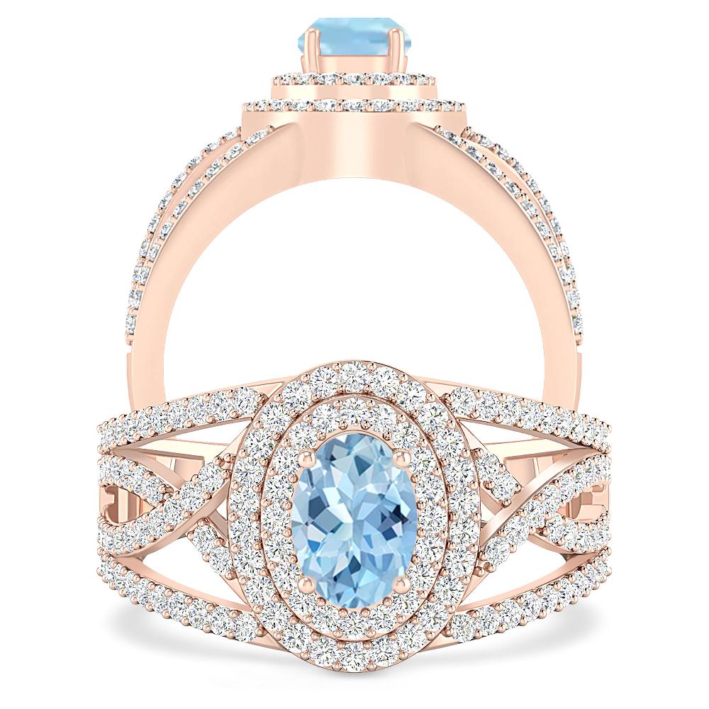 Rose Gold - Aquamarine